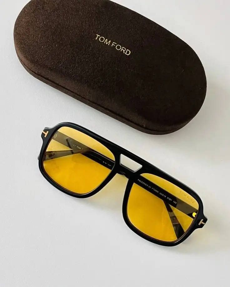 Tom Ford Falconer: жовті лінзи квадратна оправа Tom Ford Falconer із жовтими лінзами і фірмовим кейсом